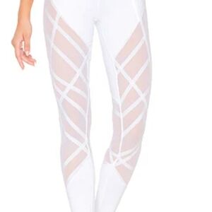 ALO Yoga HR White Crisscross Mesh Leggings Size Xsmall 28" Inseam